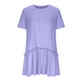 thumbnail image 4 of Vestido de verano de manga corta con cuello redondo de color sólido informal de moda para mujer Pompotops ghjkhdj12706, 4 of 8