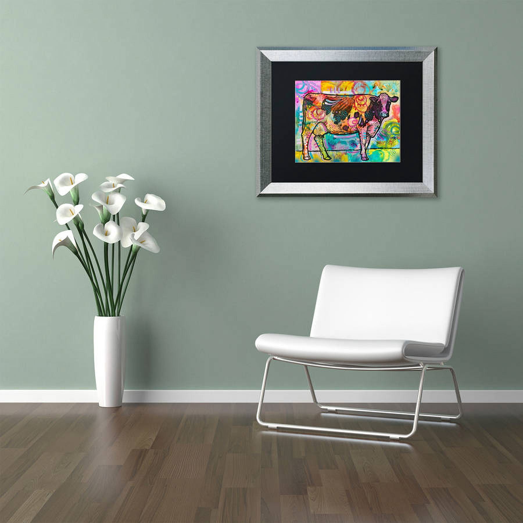 Trademark Fine Art "Cow" Canvas Art by Dean Russo, Black Matte, Silver Frame