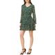 thumbnail image 2 of Vestido floral de manga larga con cintura elástica y dobladillo con volantes INSPIRE CHIC para mujer, con cinturón, XL, verde, 2 of 5