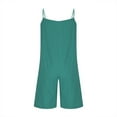thumbnail image 7 of Lenpel Summer Rompers for Women Sleeveless Spaghetti Strap Quarter Button Square Neck Wide Leg Short Jumpsuits Casual Loose Overalls, 7 of 7