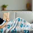 thumbnail image 3 of Cartoon Soft Flannel Fleece Throw Blanket, Lovable Elephants with Abstract Designs on Their Body Chevron Lines Dots Motifs, Cozy Plush for Indoor and Outdoor Use, 50" x 70", Grey Blue, by Ambesonne, 3 of 5