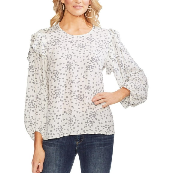 Vince Camuto Womens Flutter Pullover Blouse, Off-White, X-Small