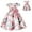C-Pink247, variant on JIAYUE Kids Girls Summer Dresses Floral Short Sleeve Drop Shoulder Crew Neck Mid Length with Bow Belt Ball Gown For Child Charming Vacation Wearing