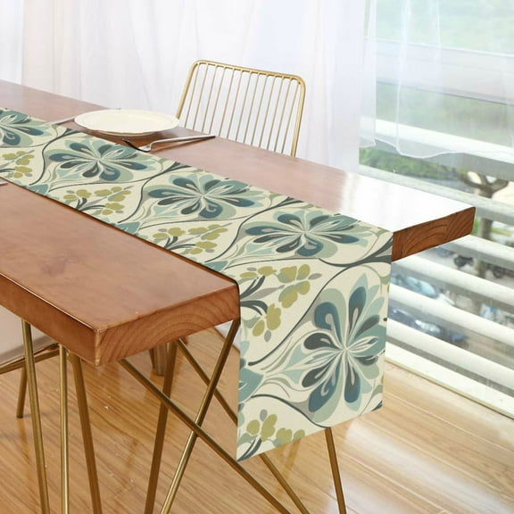 Yayeee Table Runner 70 inches Long Home Kitchen Dinning Party Decoration, Beige Floral Pattern