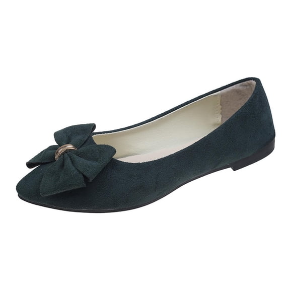 Women’s Summer Flat Shoes Slip On Low Cut British Style Bowknot Suede Retro Casual Fashion Comfortable Army Green 7