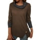 thumbnail image 1 of Jersey de mujer con cuello alto y manga larga, sudadera cómoda para invierno, otoño, oficina, marrón oscuro L, 1 of 6