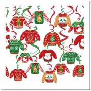 Festive Flurry: 30 Fully-Assembled Reindeer Snowflake Sweater Swirls - Vibrant Party Porch Decorations for Xmas Home, Bar & Holiday Celebrations