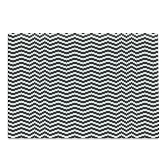 Contemporary Cutting Board, Abstract Quirky Zigzags Modernistic Monochrome Design Graphic, Decorative Tempered Glass Cutting and Serving Board, in 3 Sizes, by Ambesonne