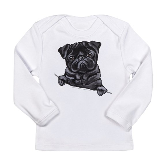 CafePress - Black Pug Line Art Long Sleeve Infant T Shirt - Long Sleeve Infant T-Shirt