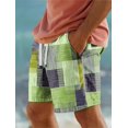 thumbnail image 3 of Bañador con estampado 3D de bloques de colores a cuadros para hombre, estilo hawaiano, con cordón elástico, para vacaciones y playa, 3 of 4