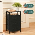thumbnail image 3 of Night Stand with Charging Station, LED Nightstand with USB Ports and Outlets, End Table with Fabric Drawers and Storage Shelf, Black, 3 of 8