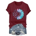 thumbnail image 3 of NAMTYQX Floral Tops for Women Oversized Crewneck Cool Bedrucken Relaxed Fit Lounge Stretch Short Sleeve Pattern Shirts for Women Trendy Summer Red Size M, 3 of 5