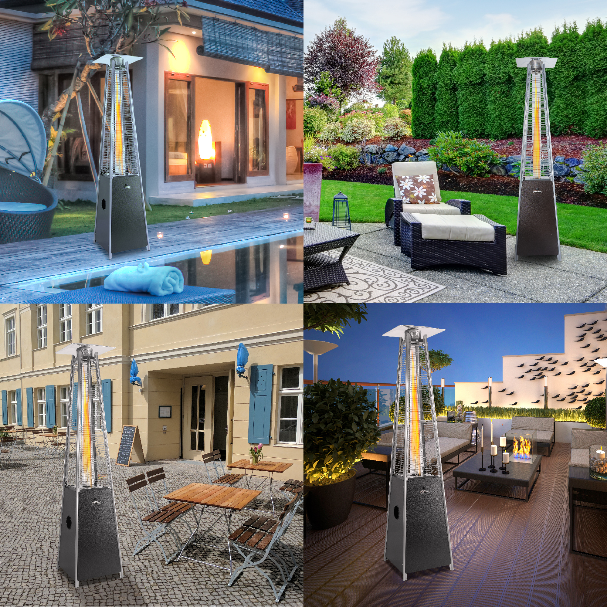 HEXAGO 40,000 BTU Pyramid Comme rcial Outdoor Patio Heater with Wheels, ETL Listed - image 2 of 7