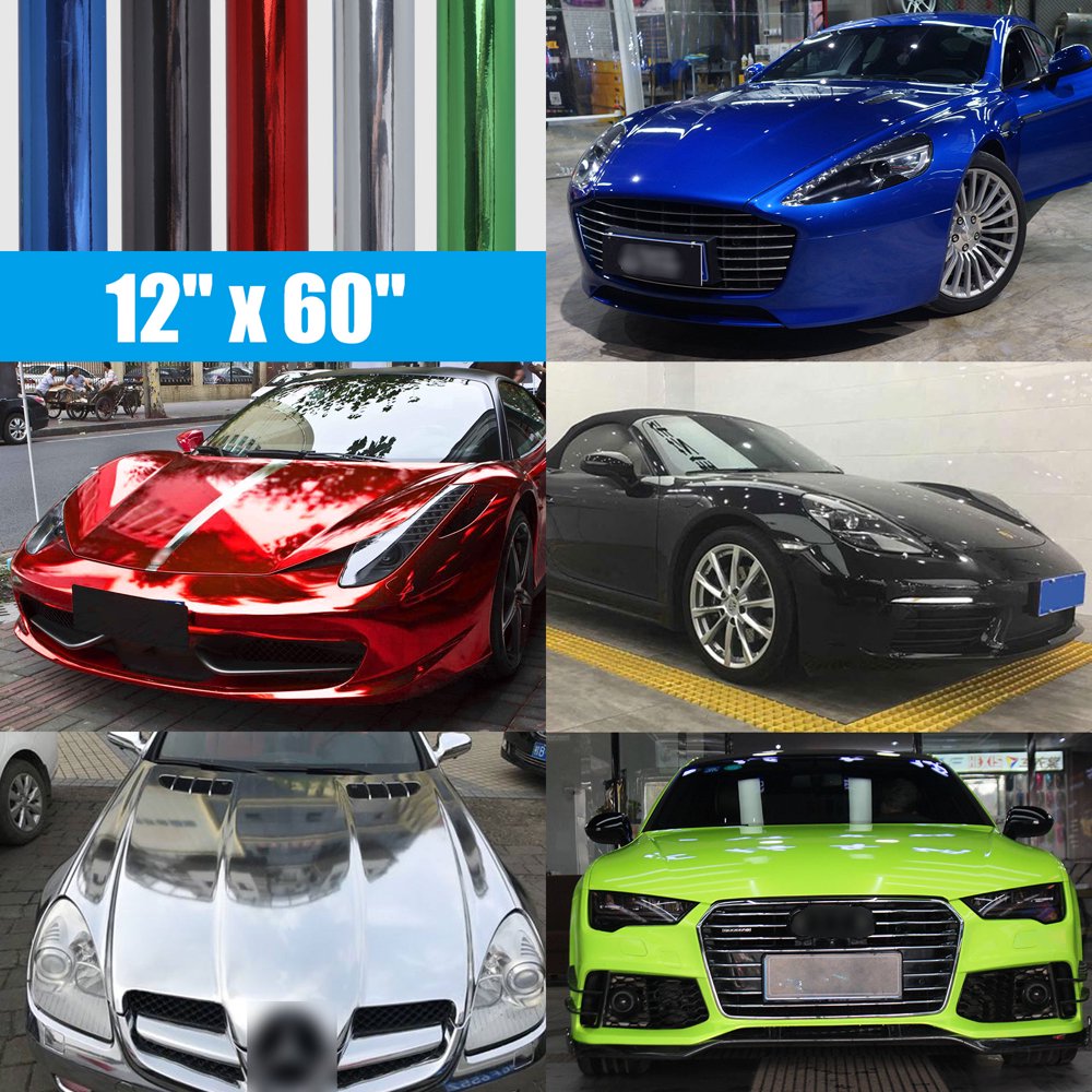 TSV SelfAdhesive Chrome Vinyl Film, Gloss Wrap Reflective Chrome Vinyl