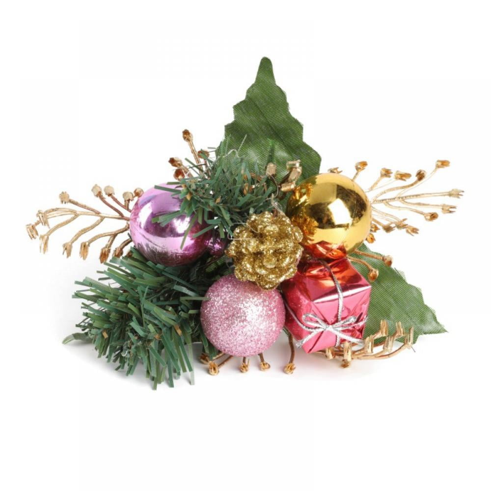 Wreaths Garlands Floristry 6 x Red Gold Christmas Picks Bauble Parcel and Apple 