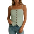 thumbnail image 7 of Women's Back Camisole Button Up Front Flap Slim Fitted Shirt Top, 7 of 7