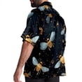thumbnail image 3 of Starry Bees in the Sky Men's Short Sleeve Casual Printed Button Down Beach Shirts, 3 of 6