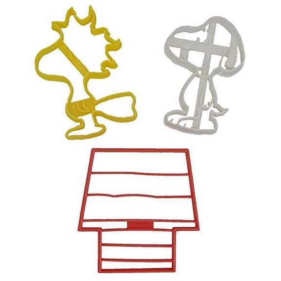Inspired By Peanuts Snoopy, Woodstock and Doghouse Cookie Cutters (3 Pack)