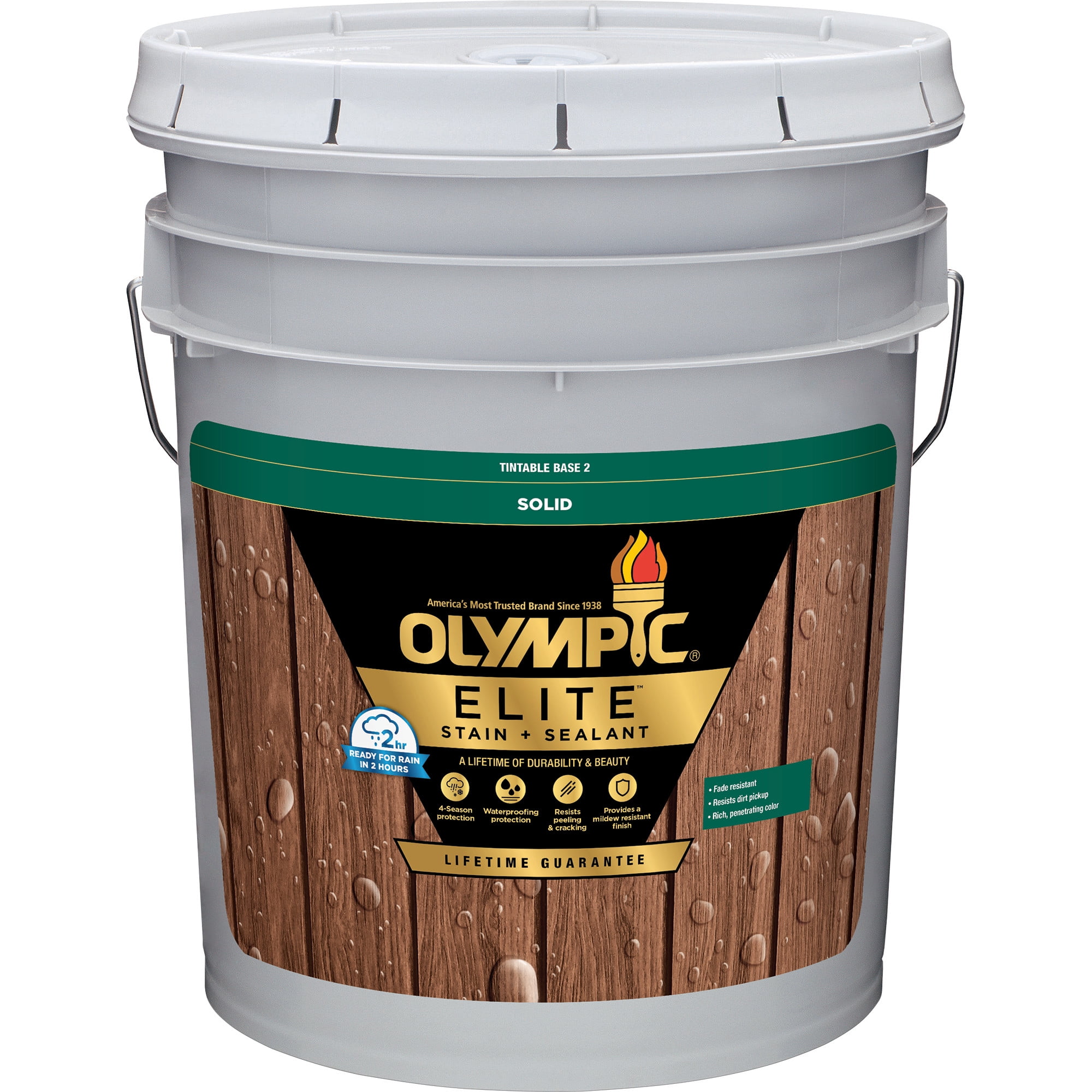 Olympic Elite 5 Gallons SC-1059 Pewter Solid Advanced Exterior Stain and Sealer in One