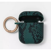 heyday AirPod 1st & 2nd Gen Hard Shell Case-Snake Skin Green with Ring