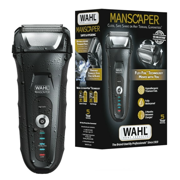 Wahl Manscaper Shaver, Lithium Ion Rechargeable, Waterproof Wet/Dry Flex Hypoallergenic Foils, for Men, 7074