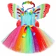 thumbnail image 3 of Disfraz de hada para niñas, vestido de tutú con purpurina y arcoíris con alas de mariposa, para fiestas de cumpleaños de Halloween y princesas, 3 of 5