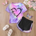 thumbnail image 2 of Leey-World 1T 2T 3T 4T 5T 6T Toddler Baby Girl Summer Clothes Set Short Sleeve T-shirt Tops Pants Little Kids School Wear Outfits 2Pcs(Light Purple,4-5 Years), 2 of 5