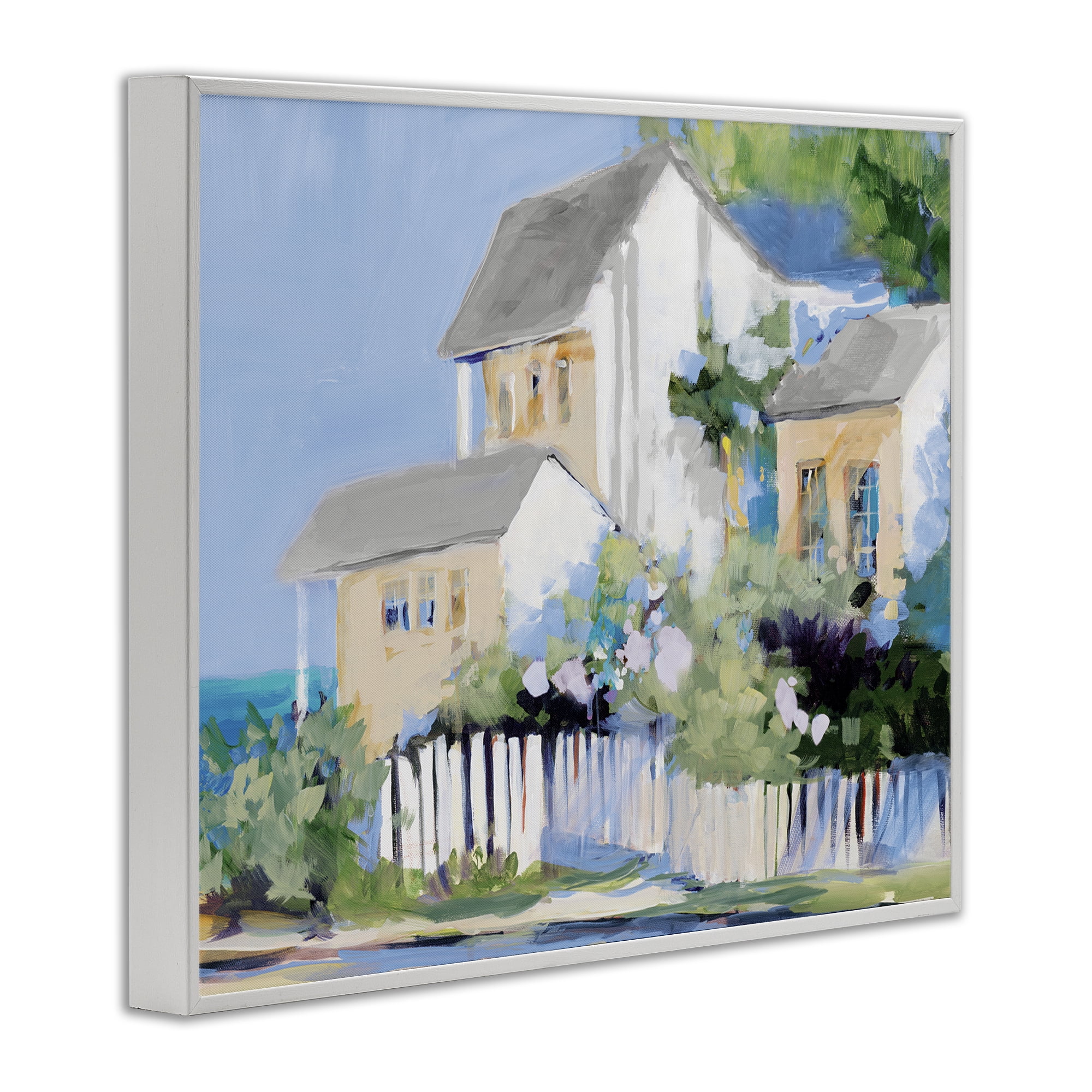 Stupell Industries Living by the Water Cottage White Framed Giclee Art, design by Jane Slivka
