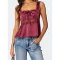 thumbnail image 5 of LMLYSoH Women Babydoll Tank Tops Slim Lace Trim Square Neck Sleeveless Backless Crop Shirt Summer Streetwear, 5 of 9
