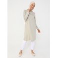 thumbnail image 3 of Viscose Fabric Crew-Neck Tunic - Pelican - Refka Basic, 3 of 8