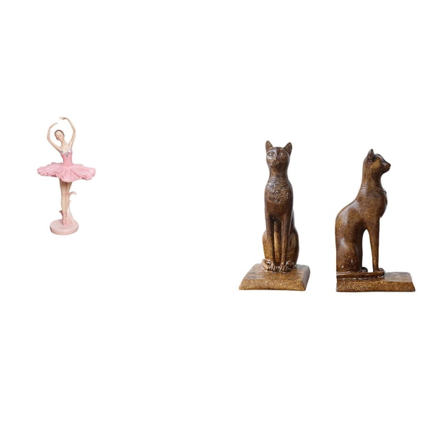 Estatua de la bailarina,Estatua de niña de ballet Escultura de niña de resina Artesanía,Figura de bailarina para decoración de escritorio,Figura de mesa,Estatua de gato sujetalibros para