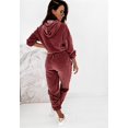 thumbnail image 4 of Women 2 Pieces Suit Set, Women? s Solid Color Long Sleeve Hooded Pullover+ Long Pants for Spring Fall, Red/Camel, 4 of 9