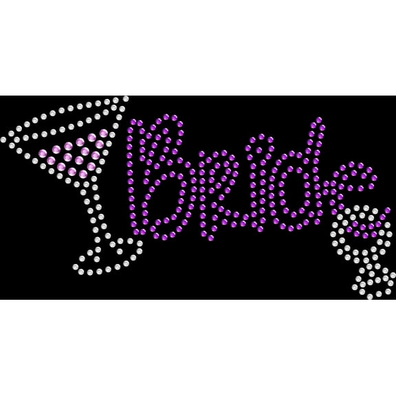 Rhinestone Bling Sparkle Iron On Transfer DIY Bride Martini Glass Ring