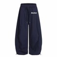 thumbnail image 3 of TGPMGRZ Girls Oversized Wide Leg Sweatpants Kids Baggy Sweat Pants for Girls Drawstring Waist Straight Leg Joggers with Pockets #01 Navy 6-7 Years, 3 of 5
