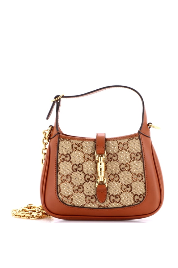 Pre-Owned Jackie 1961 Chain Hobo Crystal Embellished GG Canvas Mini By Rebag