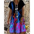 thumbnail image 1 of New Women Sundress Creative Lovely Cat 3D Print Ladies Summer Loose Beach Dress Casual Short Sleeve V-neck A-line Dress VestidosL Gao Jinjia LED, 1 of 2