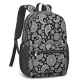 thumbnail image 2 of Paisley and Damask Black Pattern 17" Waterproof Oxford School Backpacks for Teens, S-Shape Padded Straps, for School, Travel, Hiking, Camping, 2 of 5