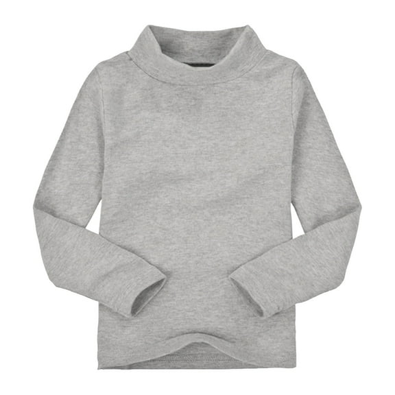 Generic Baby Girls Boys Neck Candy Color Children's Long Sleeve Base T Shirt Solid Color Turtleneck T-Shirt Tops Cotton Mock Neck Clothes Fall Winter Clothes(6-7 Years Grey)