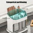 thumbnail image 4 of Large Capacity Chopstick Storage Box with Drainage Holes, 3-Tier Kitchen Utensil Organizer with Tilt-Proof Base, White or Green Plastic Cutlery Holder, 1-Piece, 4 of 6