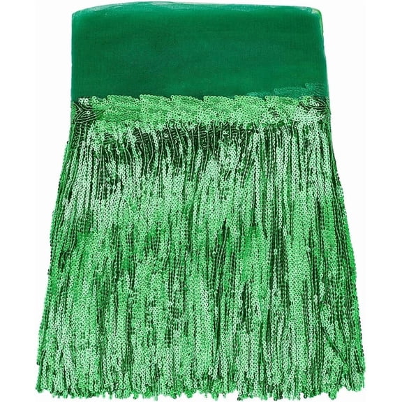 10 Yards Sequin Tassel Trim 9.8inch PVC Sewing Fringe Trim Green Sequins Fringe Sewing Trimming for DIY Craft Performance Costumes Garment Curtain Home Decor