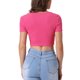 thumbnail image 3 of INSPIRAR CHIC Blusas Básicas Casuales de Cuello Cuadrado con Mangas Cortas de Punto Acanalado y Dobladillo Curvo XS Rosa Fucsia, 3 of 6