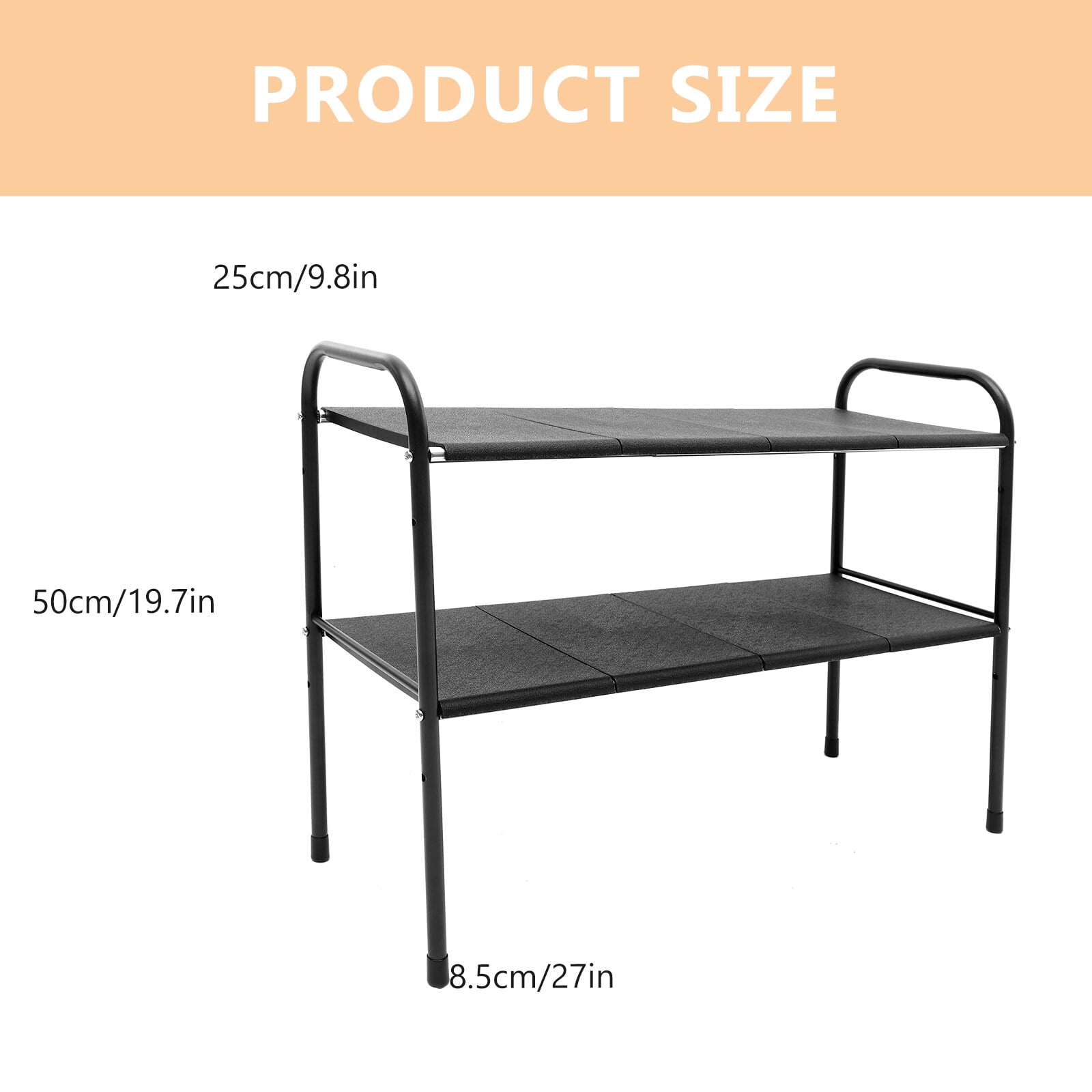 LOLIPPYY 1Set Kitchen Under Sink Cabinet Organizer Black Stainless Steel Telescopic Double Layer Rack