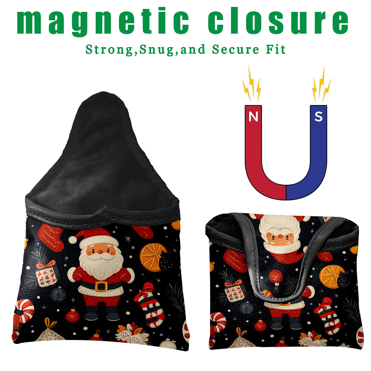 Golf Mallet Putter Cover Premium Leather Golf Putter Head Cover with Magnetic Closure Golf Cover for Men and Women Christmas Pattern