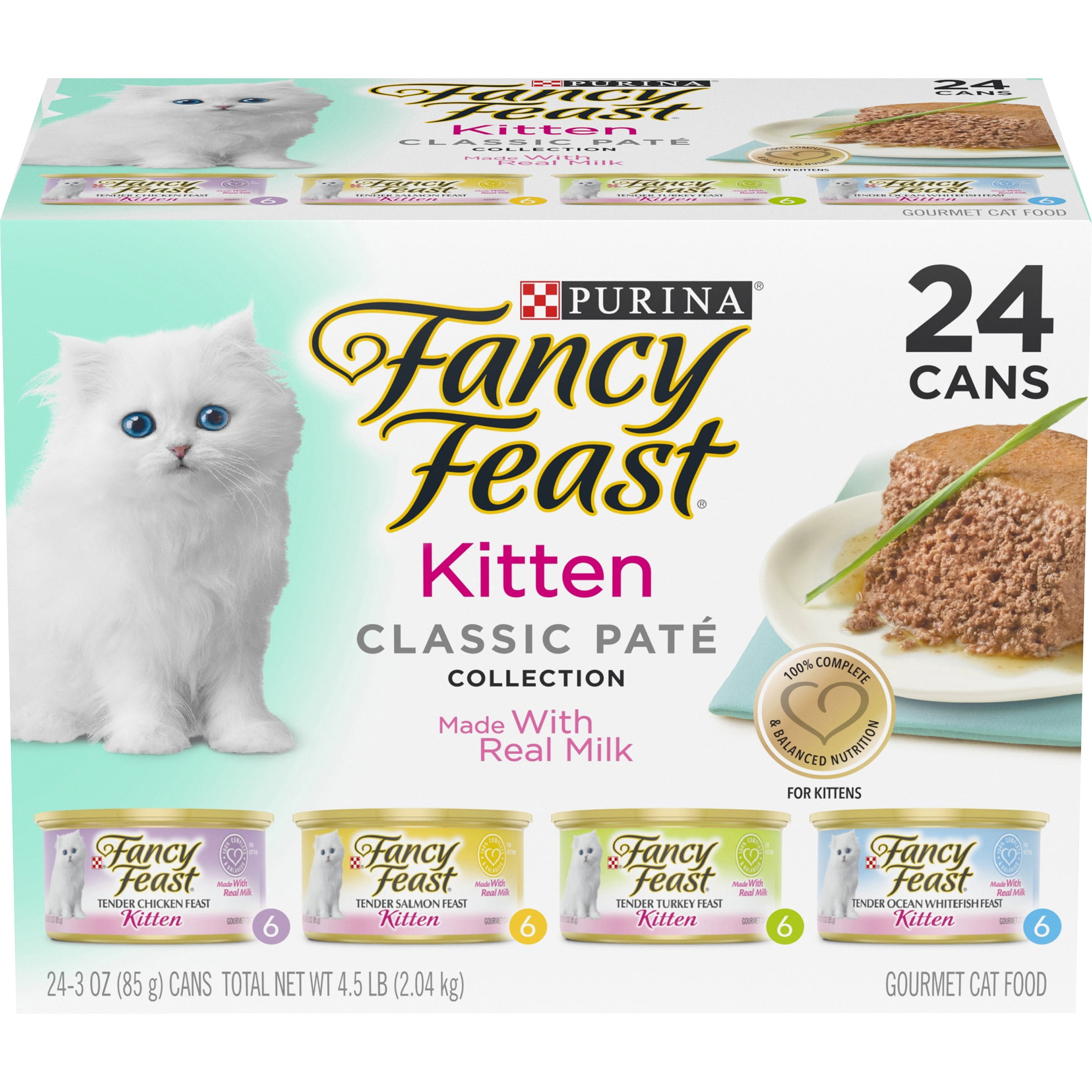 Purina Fancy Feast Classic Pate Wet Cat Food for Kittens, 3 oz Boxes (24 Pack)