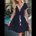 thumbnail image 4 of Vestido Informal de Verano con Cintura Ajustada para Mujer para Vacaciones Azul Oscuro M, 4 of 7