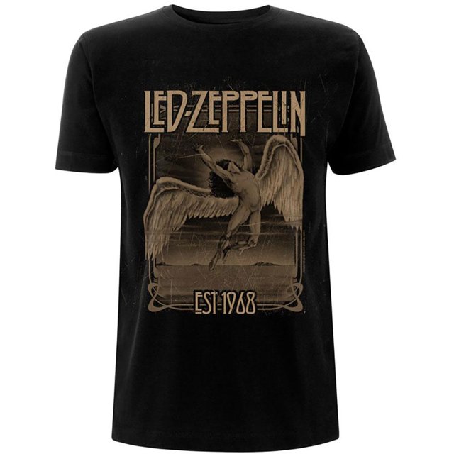 Led Zeppelin - Camiseta Faded Falling para Adultos Unisex (Negro)