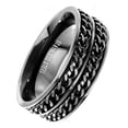 thumbnail image 3 of Blackout Double Chain Spinner Ring Mens Stainless Steel Anti Anxiety Fidget Band Fantasy Forge Jewelry, 3 of 5