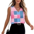 thumbnail image 6 of Gamivast Summer Tank Tops for Women Print V-Neck Flowy Fit Pleated Front Blouse Soft Breathable Chiffon Sleeveless Shirts Beach Vacation Daily Casual Lounge outfits, 6 of 8