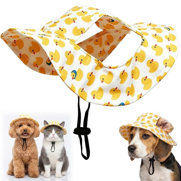 2026 New Dog Sun Hat, Adjustable Dog Sun Hat with Ear Holes for Summer UV Protection Breathable Canvas Dog Beach Visor Cap for Small Medium Large Dogs Cats