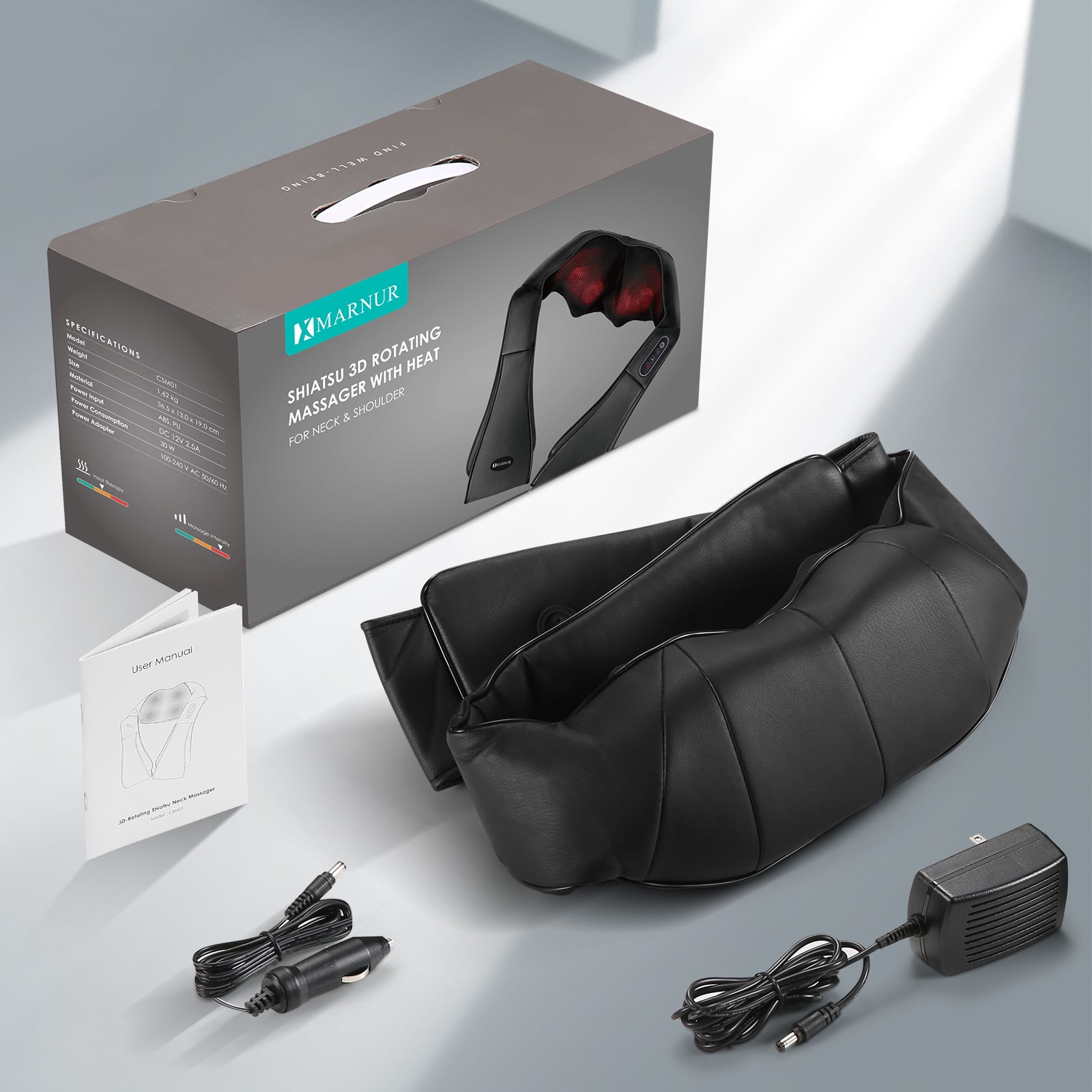MARNUR Neck and Shoulder Massager 3D Deep Tissue Kneading Shiatsu